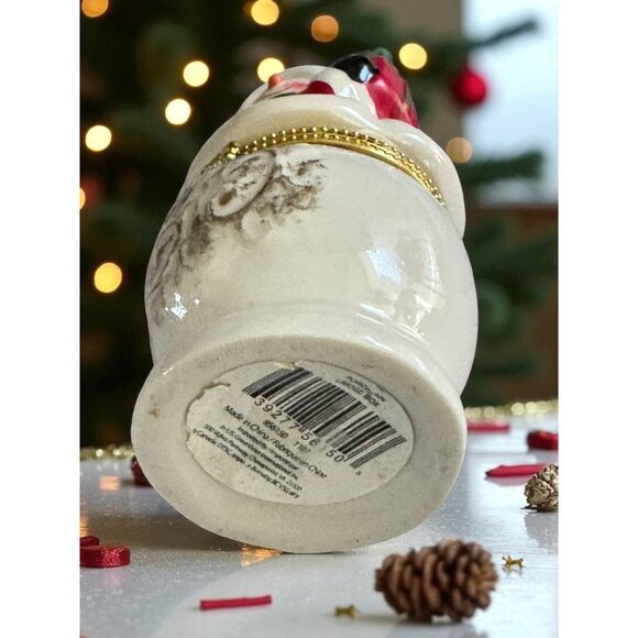 Vintage Snowman Limoges Porcelain Hinged Trinket Jar Holiday Decor - Picture 13 of 13